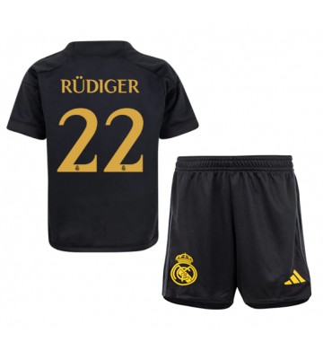 Lacne Dětský Futbalové dres Real Madrid Antonio Rudiger #22 2023-24 Krátky Rukáv - Tretina (+ trenírky)